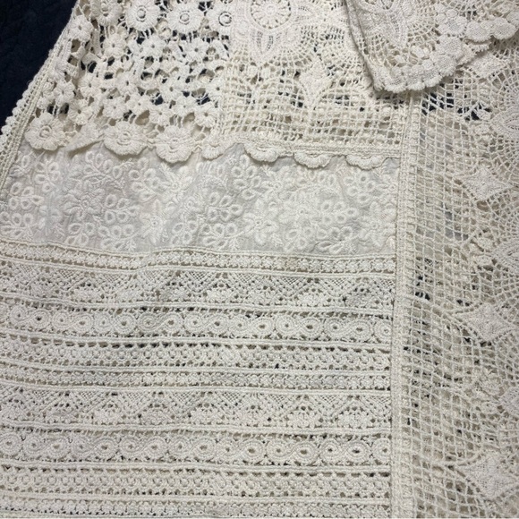 Cupio Ivory Lace Open Cardigan Side Slits Pockets Women’s LG COTTAGECORE BOHO - Picture 10 of 16